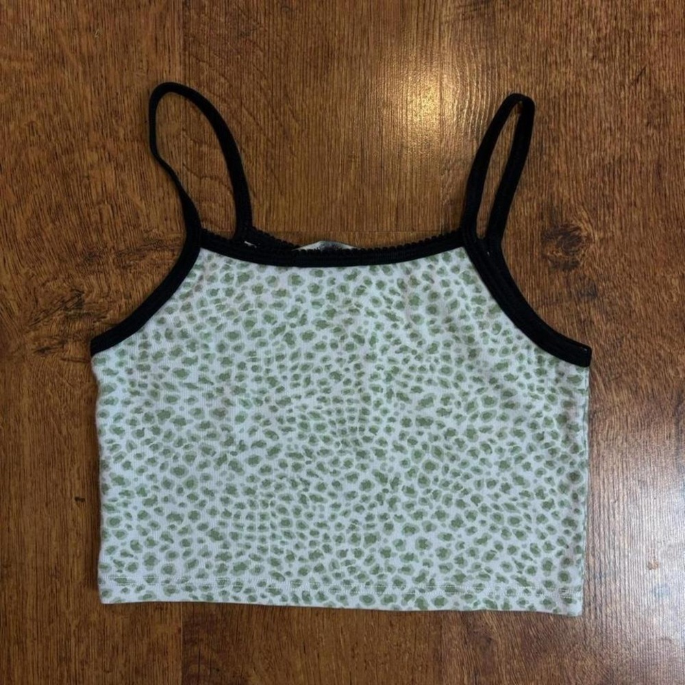 Brandy Melville green cheetah print crop top